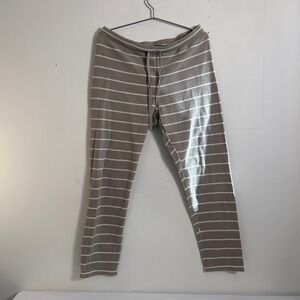 Uniqlo Fleece Lounge Pants Tan White Striped Size L